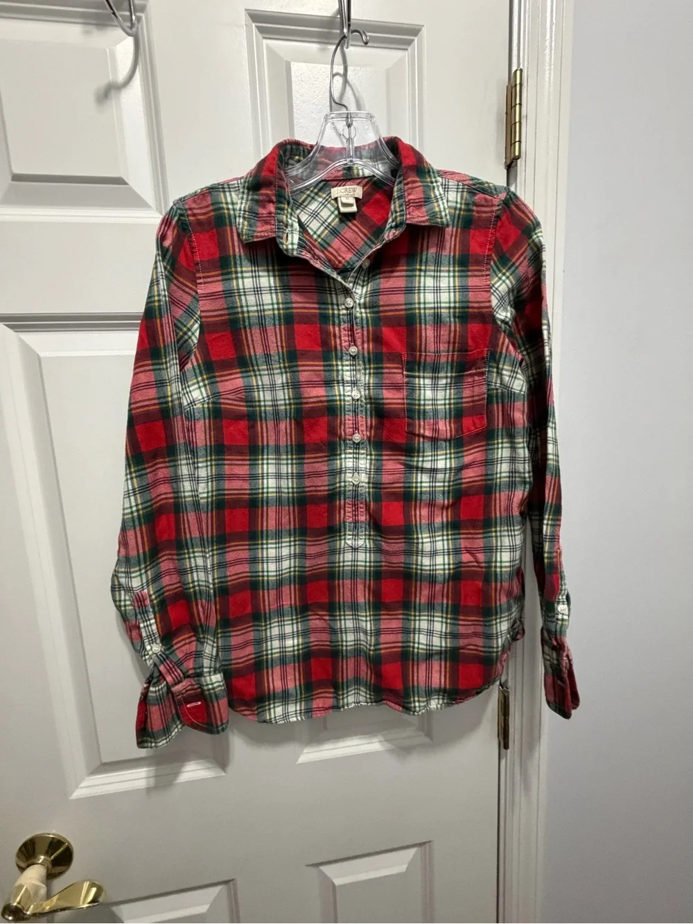 J. Crew Red and Green Plaid Button-Down Shirt size XS